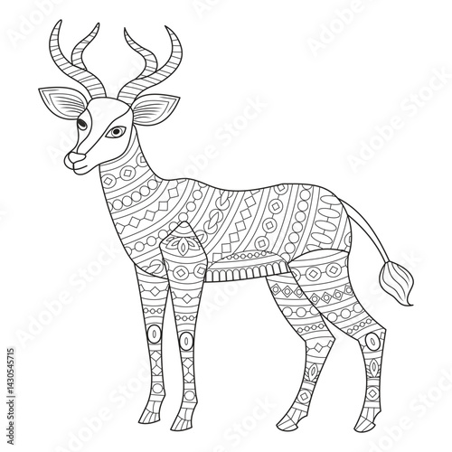 Intricate Line Art of a Decorative Deer