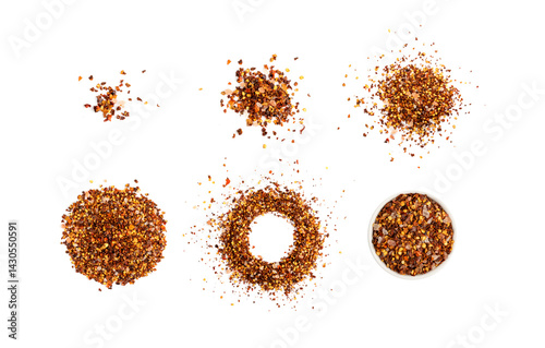 Red Chilli Pepper Flakes with Seeds Isolated photo