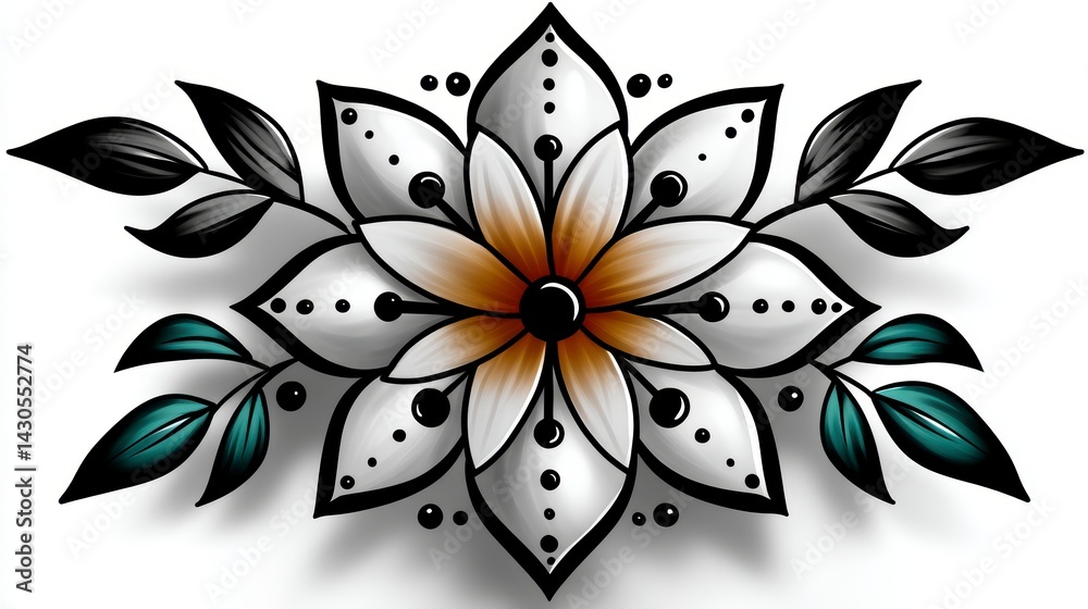 Intricate floral art design digital creation decorative illustration vibrant environment aesthetic viewpoint