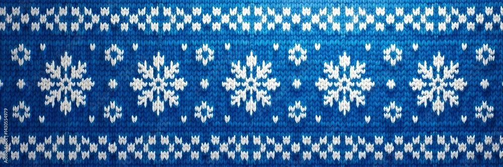 Blue and white nordic snowflake design on knitted background, Nordic, Jacquard, Christmas