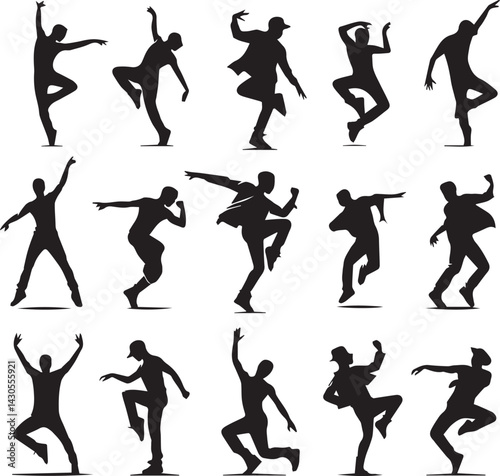 black dancers in different man and woman set silhouette vector, man and woman logo vector illustration