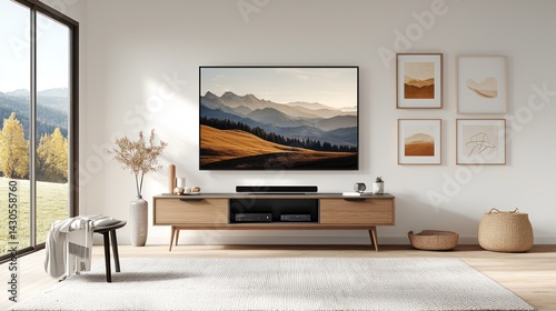 Modern living room with TV and art (1)