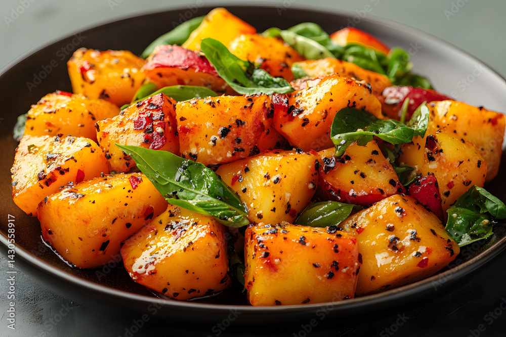 Delicious Roasted Honey-Glazed Butternut Squash with Basil Garnish Delicious Roasted Honey-Glazed Butternut Squash with Basil Garnish