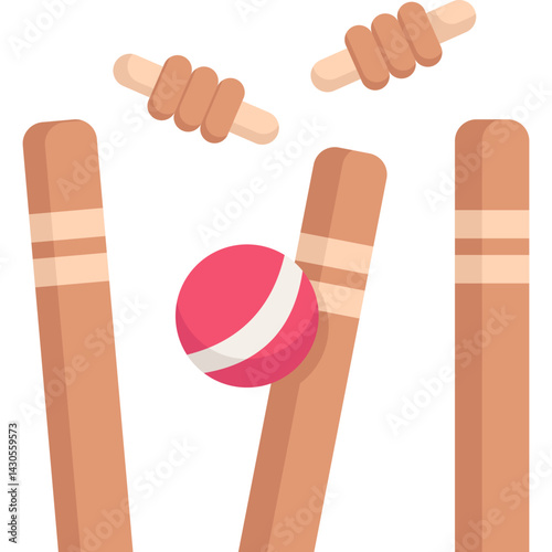 Cricket Ball Hitting Wicket Stump  Icon