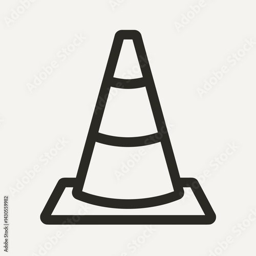 Traffic Cone Outline Icon for Road Safety Awareness, Construction Site Signage, Driver Education Materials, Web Design Elements, and Traffic Management Resources