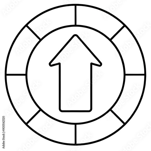 Health Monitoring icon clipart, Progress tracking icon – upward arrow on circular progress bar on Transparent background.