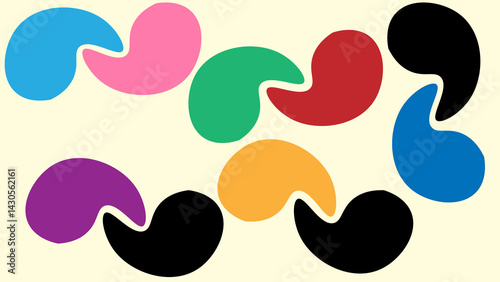 colorful abstract minimal shapes on a soft cream background, modern artistic pattern with dynamic curves and bold vibrant contrasts for playful digital and branding design aesthetics photo