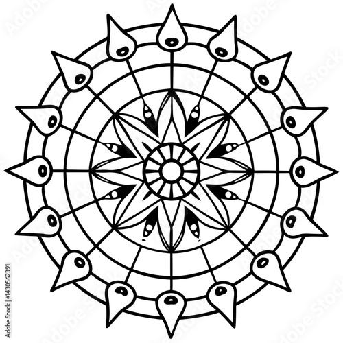 Zodiac wheel mandala design