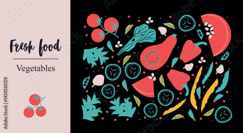 Appetizing fruit, vegetables and berries collection.