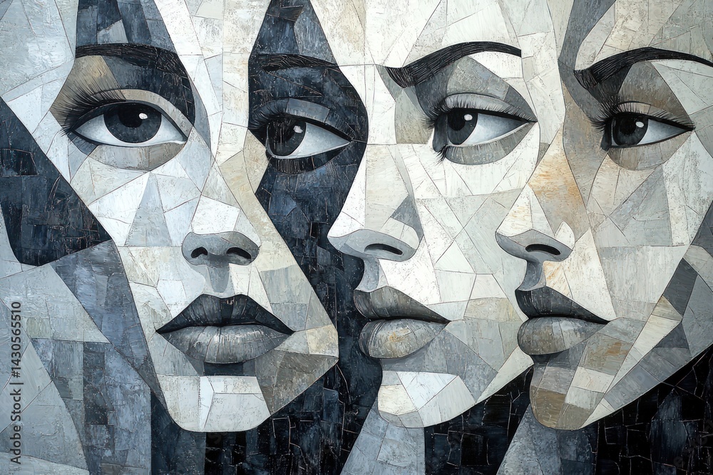 Naklejka premium Abstract mosaic portraits of women