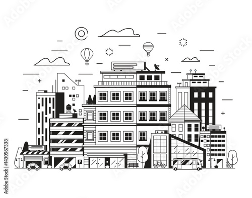 Modern City Skyline with Downtown