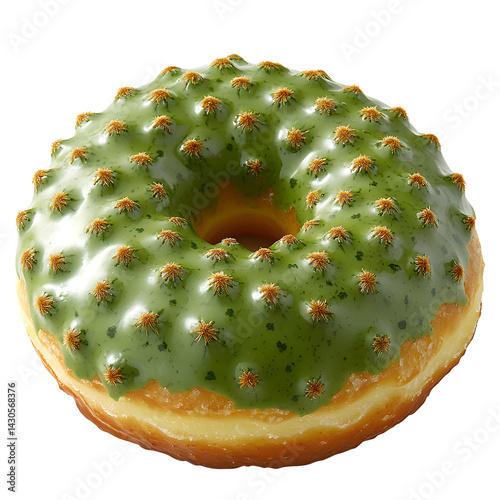 Delicious Green Matcha Cactus Donut Sweet Treat Bakery Product Food Photography