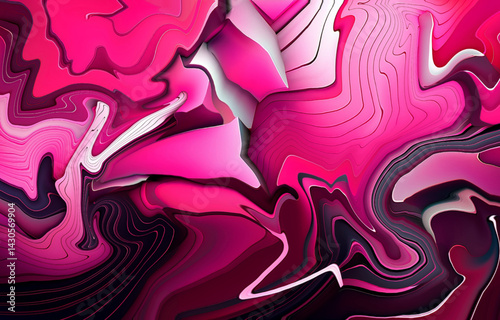 abstract background pattern, chunky geometric shapes, bright pink and chrome colors, subtle gradient, retro tech style