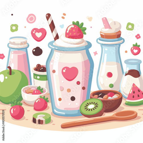 yogurt, fruit, smoothie, fresh, diet, healthy, food, dessert, summer, breakfast, sweet, milk, delicious, milkshake, glass, organic, drink, shake, strawberry, background, cocktail, beverage, berry, dai