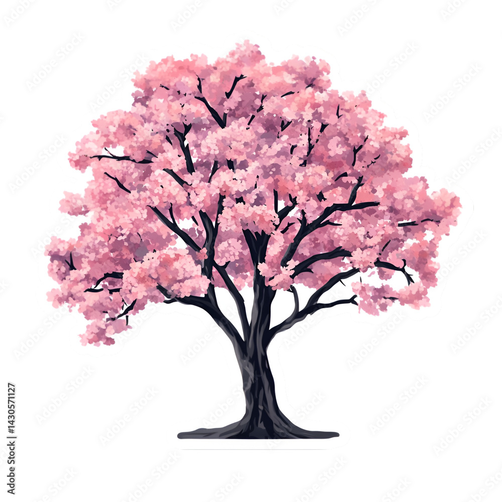 Fototapeta premium Blossoming cherry tree japanese garden digital art serene environment close-up view nature's beauty