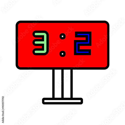 scoreboard, sport icon. Electronic soccer score board for result display. result match, countdown timer. Glyph style pictogram. Solid Vector illustration. Design on white background. EPS 10