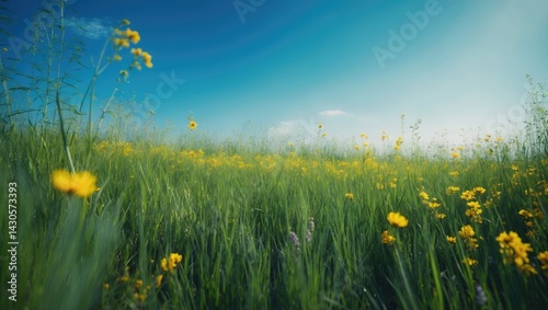 Serene summer landscape in a lush meadow