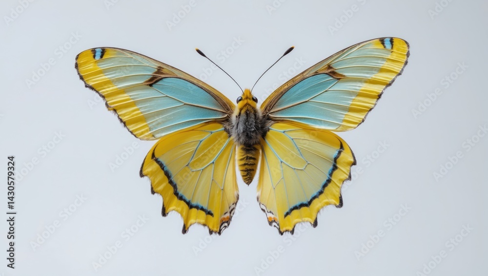 Fototapeta premium Isolated yellow butterfly against a white background