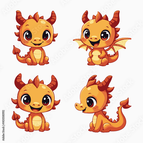 cute dragon vector design pack collection