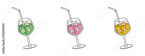 Alcohol drink, margarita cocktail, Champagne vector