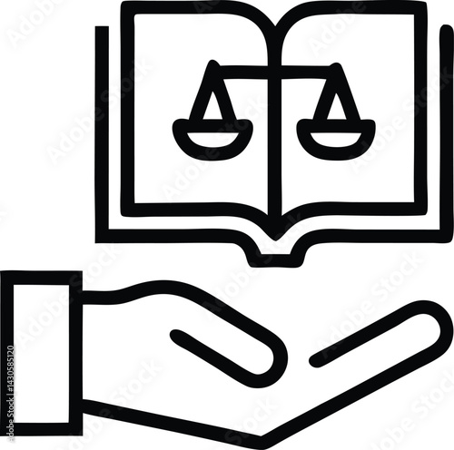 Law and Judgement line icon. Justice, Court of law and Government vector linear icon.