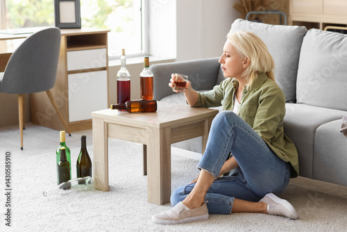 Drunk mature woman at home....