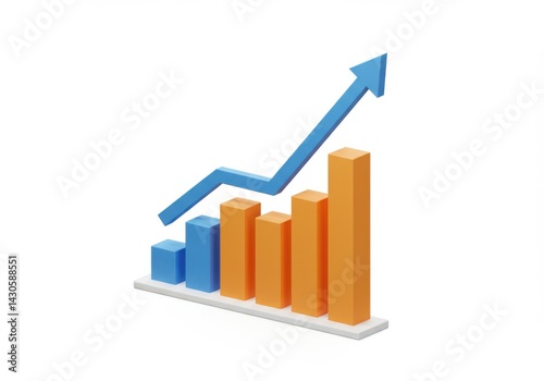 A visual representation of a rising bar graph with an arrow above isolated on white background Free Download A visual representation of a rising bar graph with an arrow above isolated on white background - GFXLoad