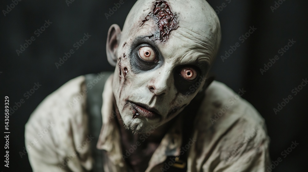 Decaying Zombie Close-Up: Ghastly Horror Portrait Decaying Zombie Close-Up: Ghastly Horror Portrait