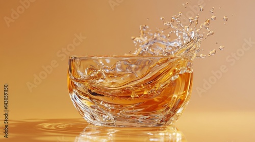Amber Liquid Splashing in a Crystal Glass