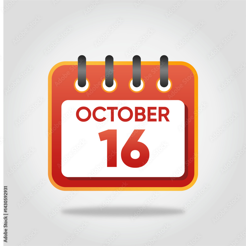 October 16 Calendar Illustration October 16 Calendar Illustration