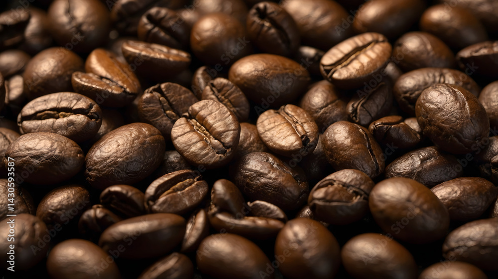 Top view background of aromatic brown coffee beans scattered on surface Top view background of aromatic brown coffee beans scattered on surface