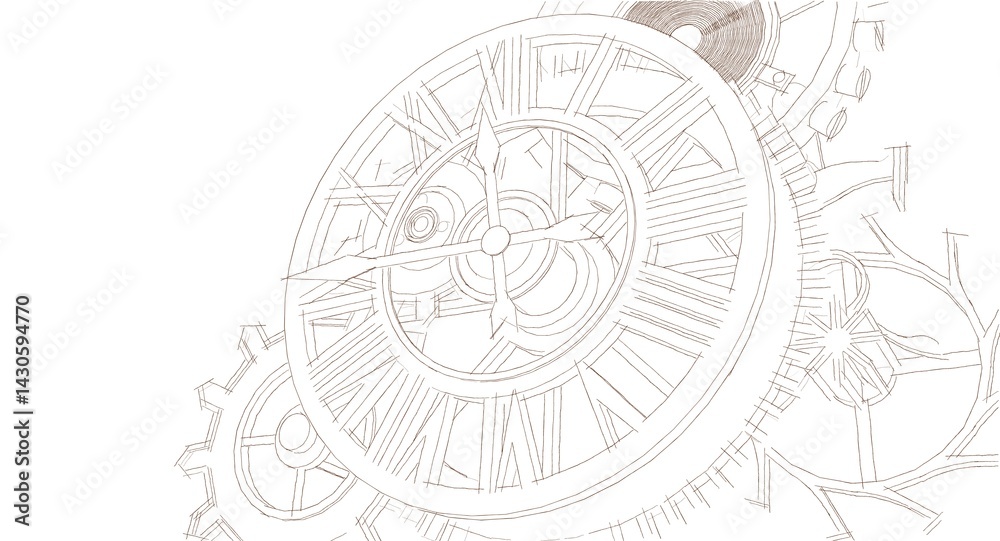 clock mechanism sketch 3d illustration clock mechanism sketch 3d illustration