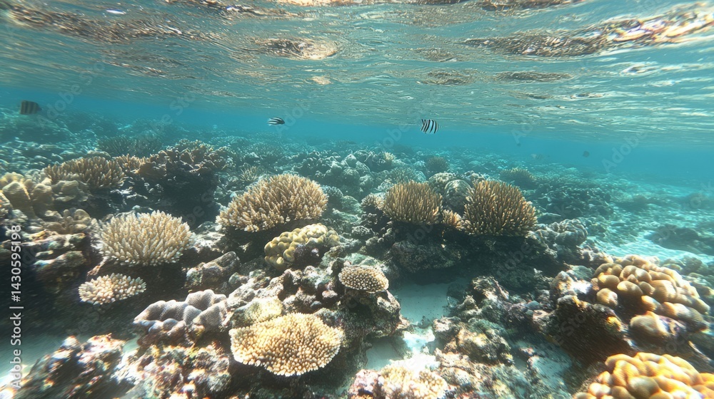 Fototapeta premium Vibrant Underwater Coral Reef Scene with Fish