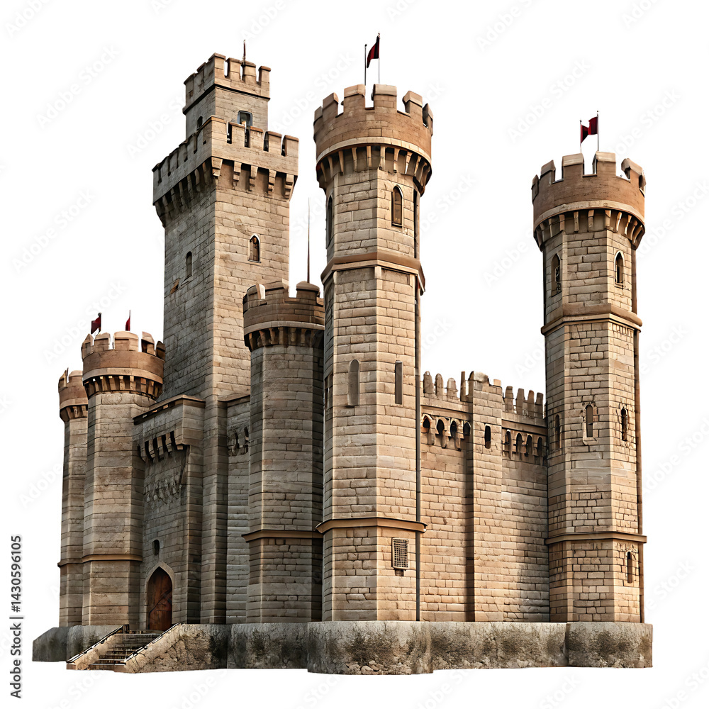 Obraz premium medieval castle isolated on white background PNG