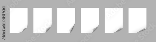 Vector Illustration Background Collection of White Paper Sheets with Curled Corners for Minimalist Presentations