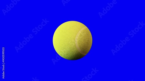 Green tennis ball animation, ball rotating in space