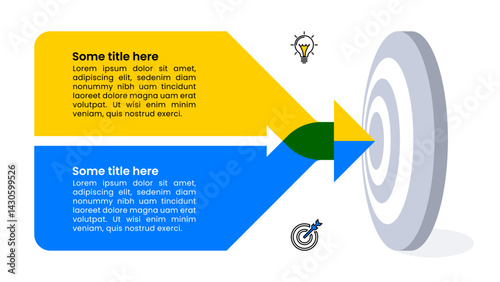 Infographic template. Dartboard with arrows and 2 steps