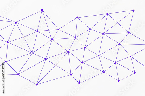 Bright white base with sharp purple neural network lines and nodes, horizontal format, striking AI-inspired design