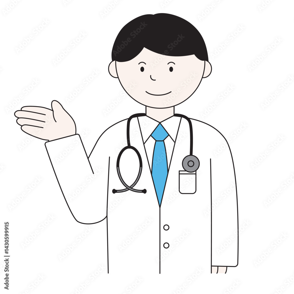 説明する男性医師のイラスト 説明する男性医師のイラスト