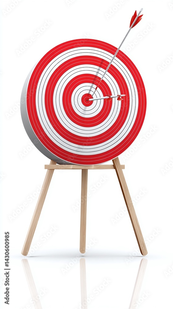 Target with arrow standing on tripod goal achievement concept vector illustration isolated on white background Target with arrow standing on tripod goal achievement concept vector illustration isolated on white background