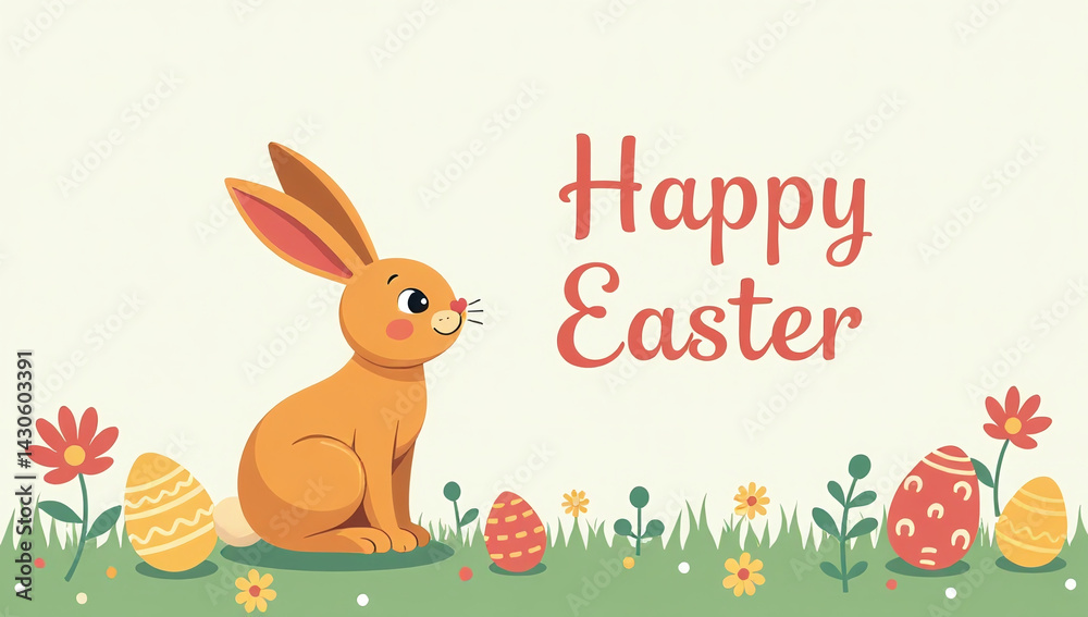 Fototapeta premium colorful easter greeting featuring happy bunny vector