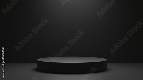 elegant black cube podium features spotlighting luxury product placement minimalist showcase