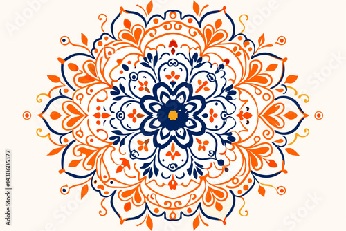 Floral seamless pattern with mandala and ornate leaf elements for vintage spring decor illustration