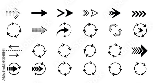 Arrow Icon Set: Straight and Circular