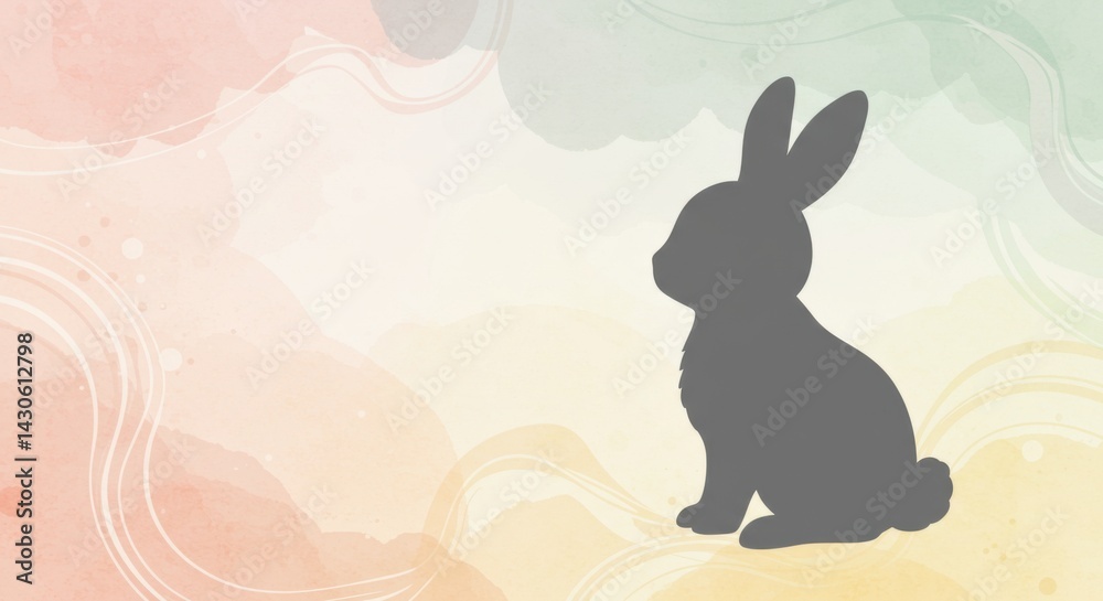 Obraz premium Rabbit Silhouette on Pastel Background