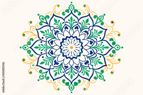 Abstract floral ornamental round pattern design with a vintage mandala decoration