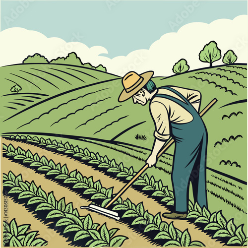 farmer in rice field