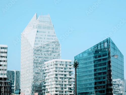 Modern skyline of Casablanca Finance City, showcasing contemporary architecture and business district in Casablanca, Morocco