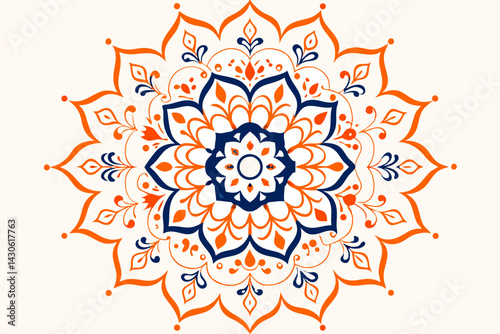 Abstract sun flower mandala pattern, a seamless floral vector illustration with an ornate, decorative, and round vintage lace design element
