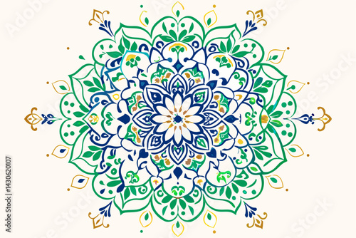 Decorative seamless round floral mandala vector pattern with vintage lace ornament elements